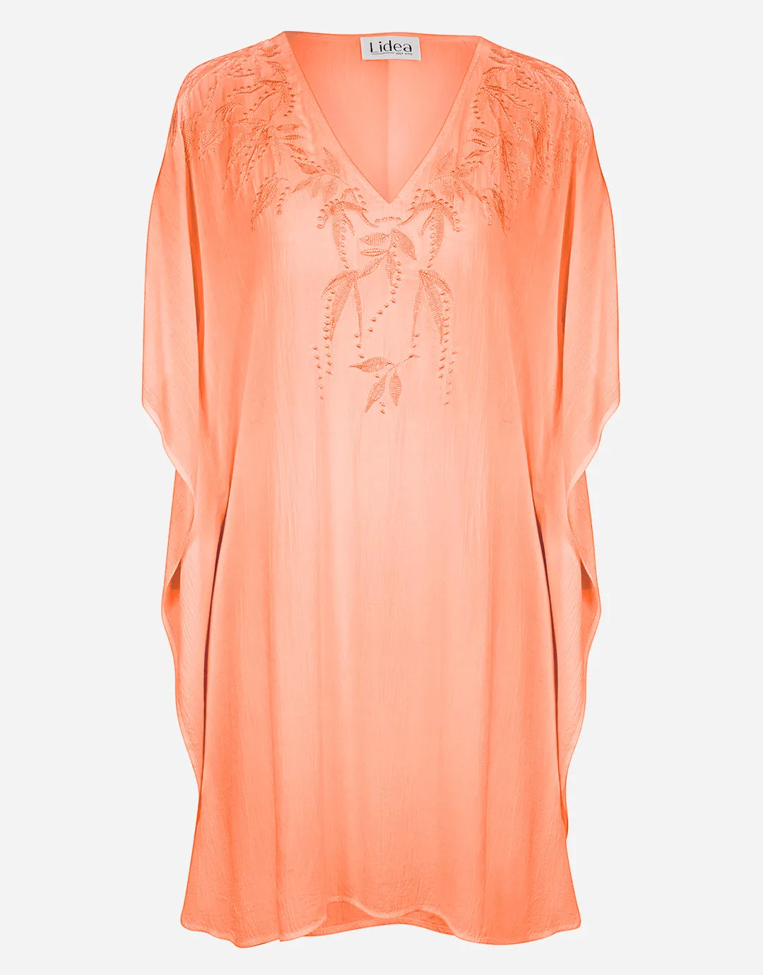 Embroidered Kaftan - Coral