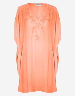 Embroidered Kaftan - Coral