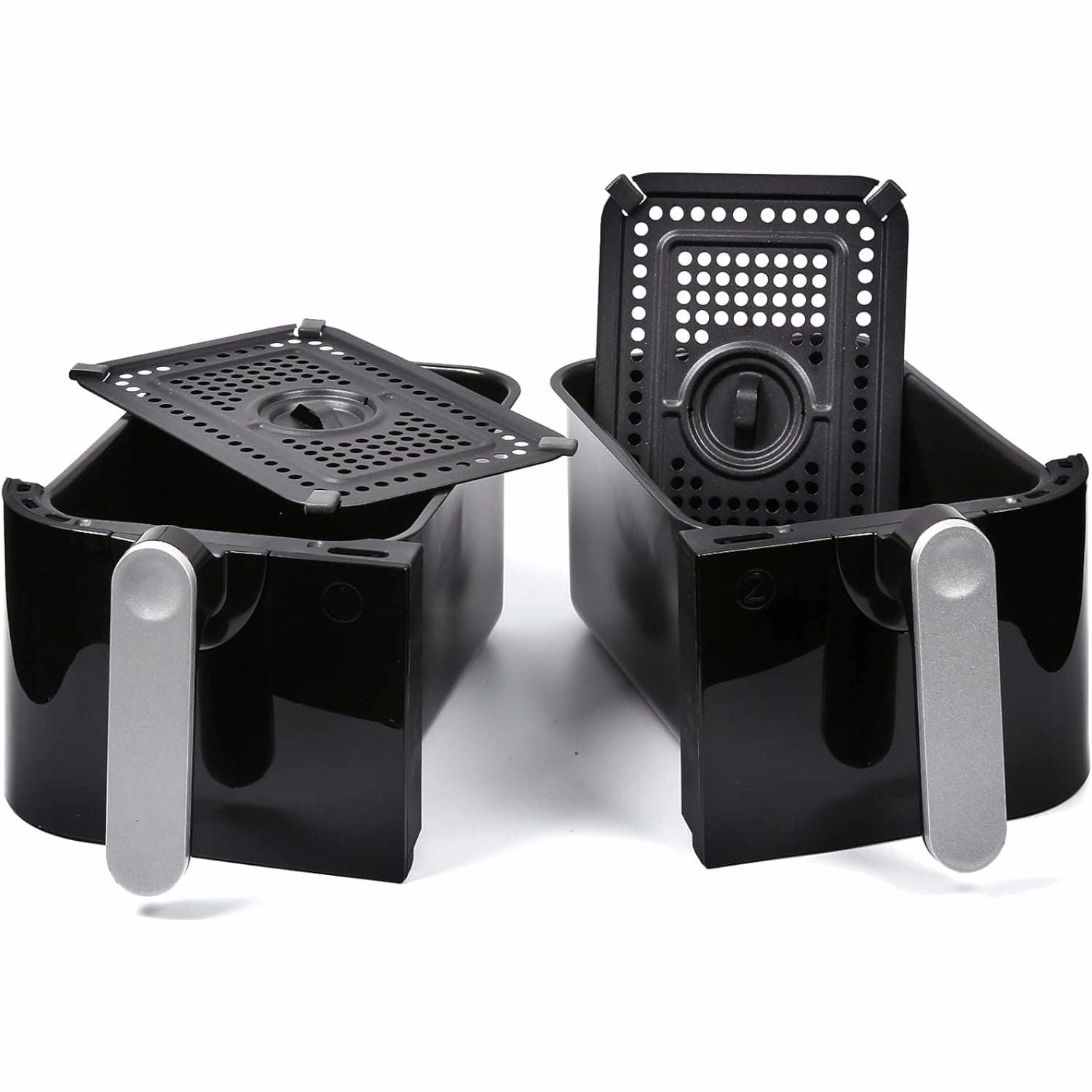 EMtronics EMDAF9LD Dual Air Fryer Extra Large Family Size Double XL 9 Litre Digital with 12 Pre-Set Menus for Oil Free & Low Fat Healthy Cooking, 60-Minute Timer - Black