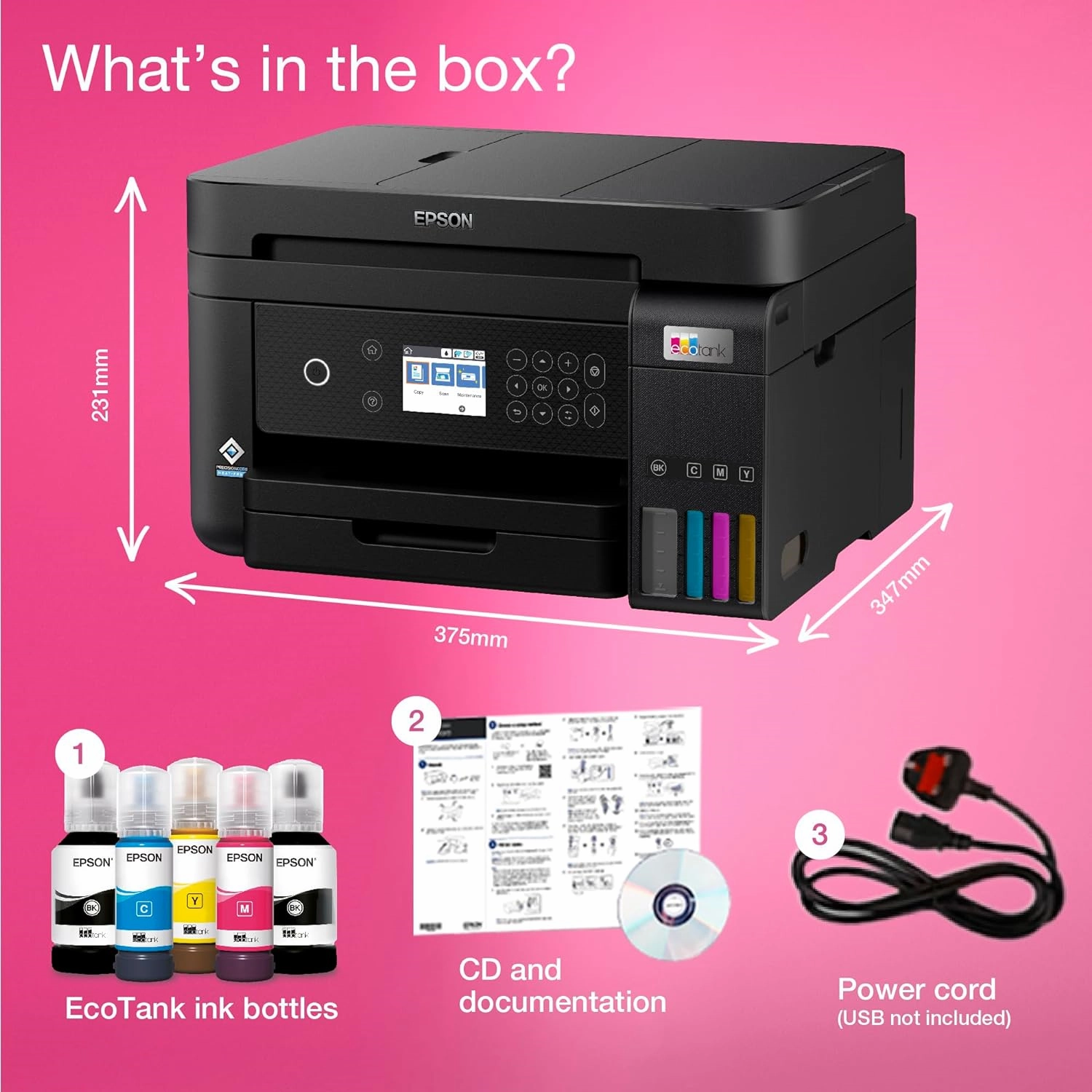 Epson EcoTank ET-3850 Wireless Inkjet Printer