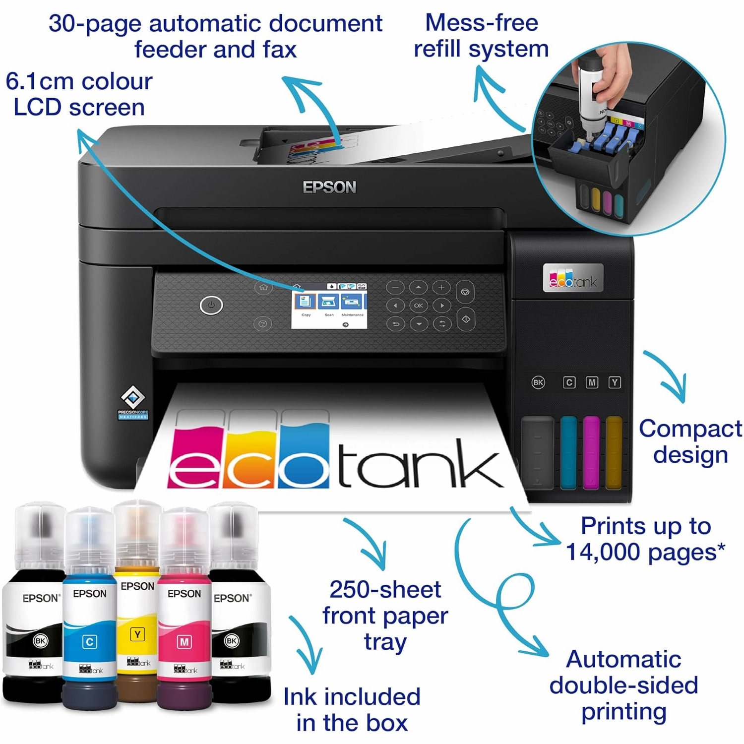 Epson EcoTank ET-3850 Wireless Inkjet Printer