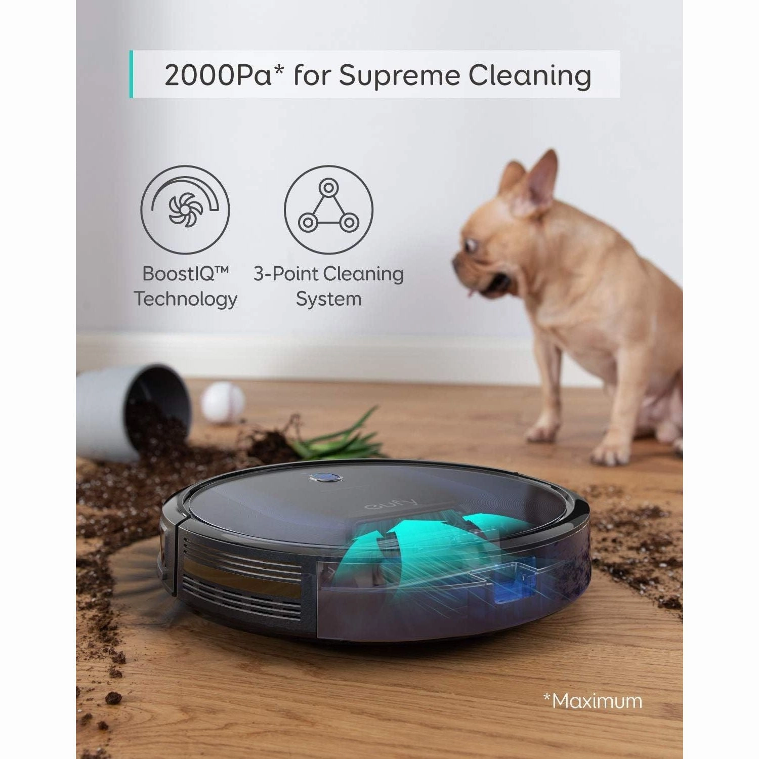 Eufy BoostIQ RoboVac 15C MAX Robot Vacuum Cleaner Wi-Fi Connected, Super Thin, Quiet, and Powerful