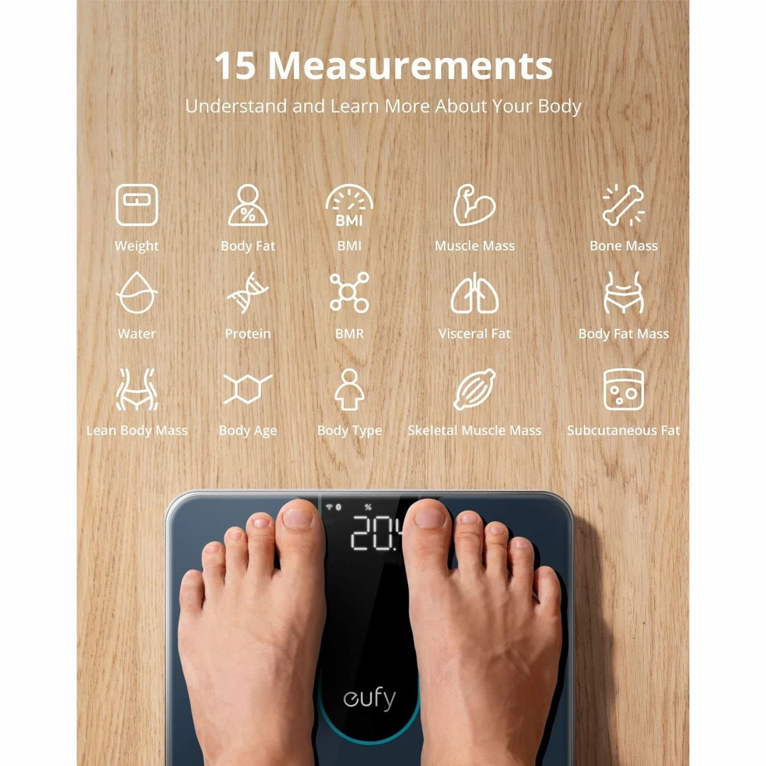 eufy Smart Scale P2, Digital Bathroom Scale with Wi-Fi, Bluetooth, IPX5 Waterproof