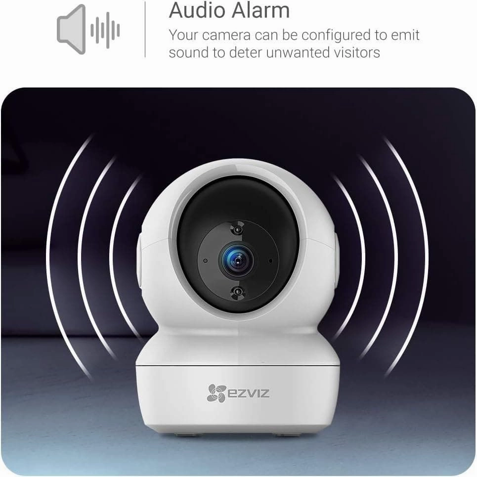EZVIZ H6c Full HD Indoor Smart Home Security PTZ Camera Tracking 2MP Smart Night Vision, Auto Motion Tracking WiFi, Supports MicroSD Card -White