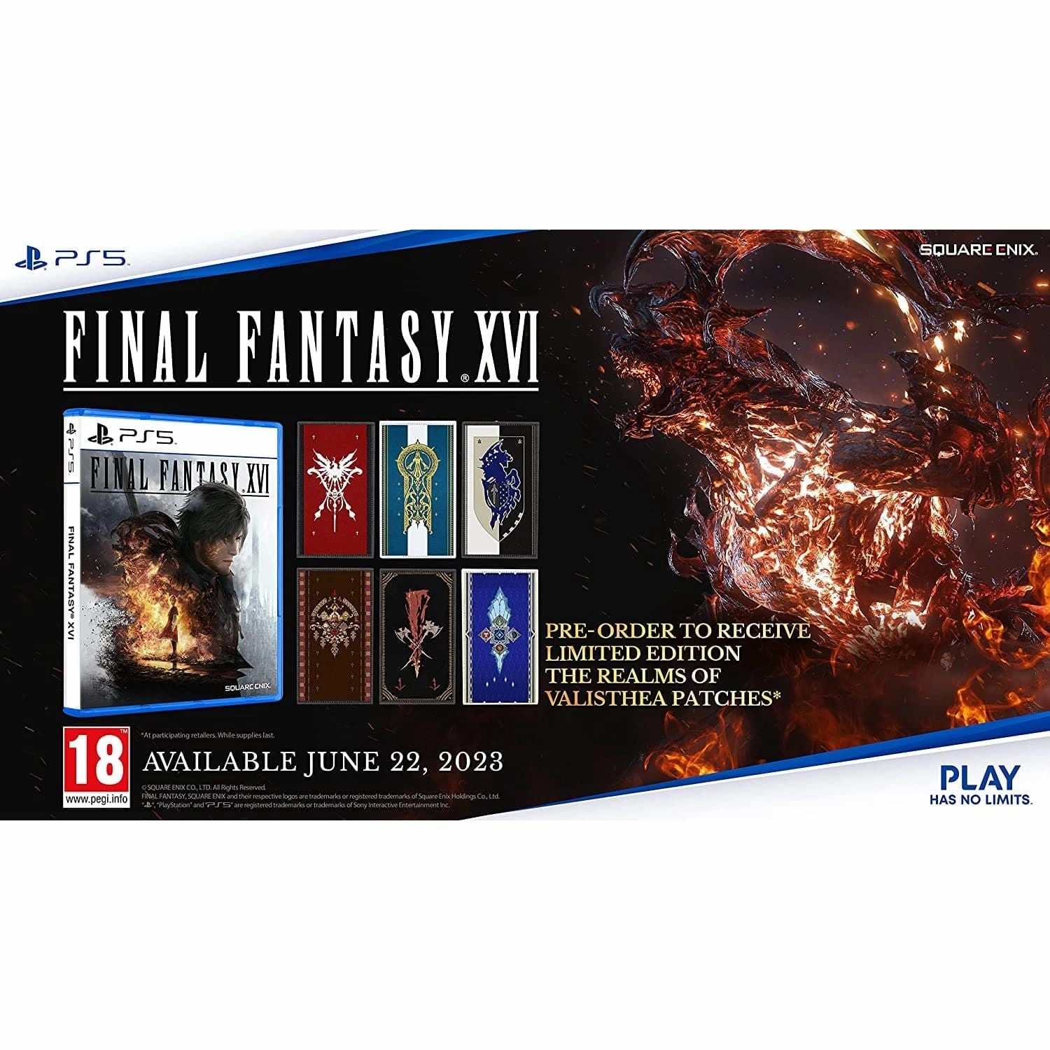 Final Fantasy XVI (PlayStation 5) - Includes 6 Faction Embroidered Patches