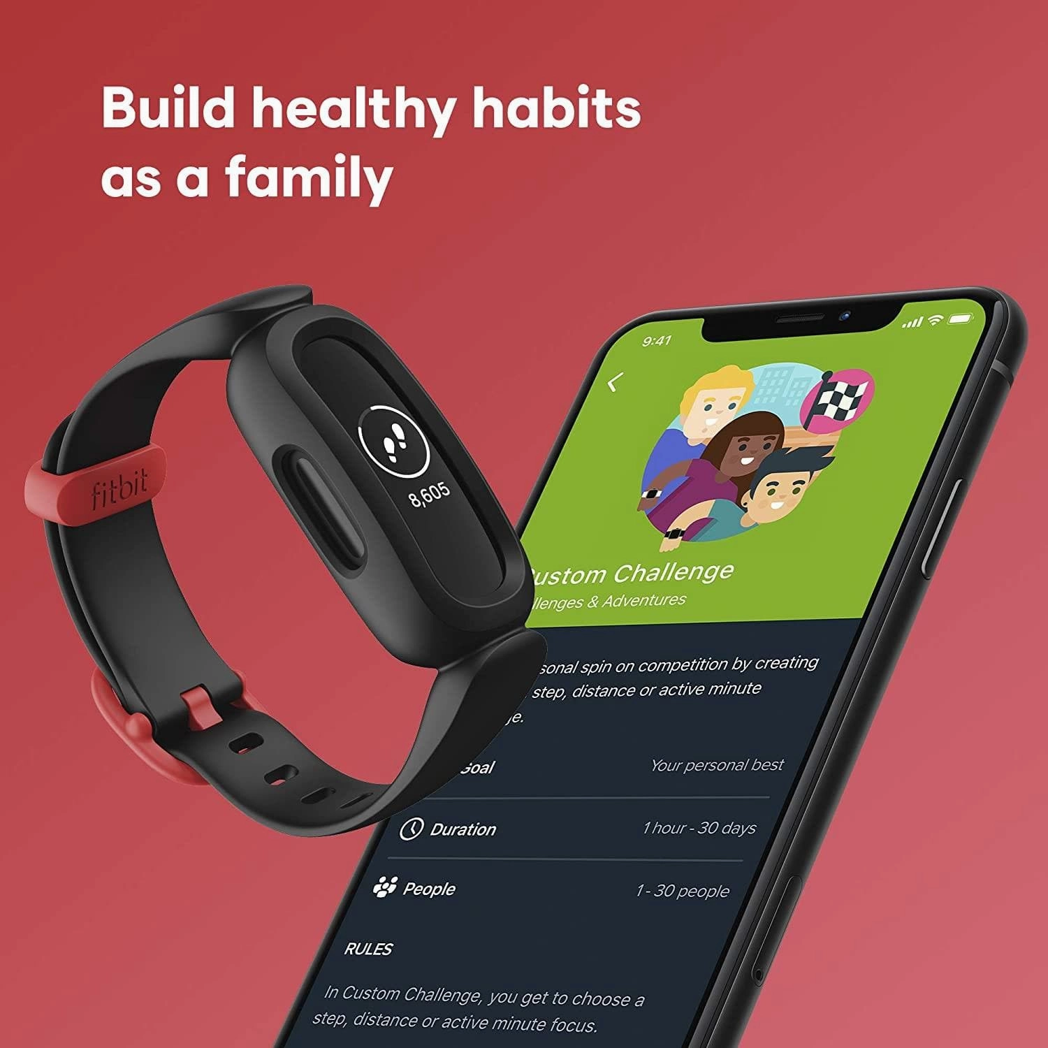 Fitbit Ace 3 Kids Activity Tracker - Black / Red