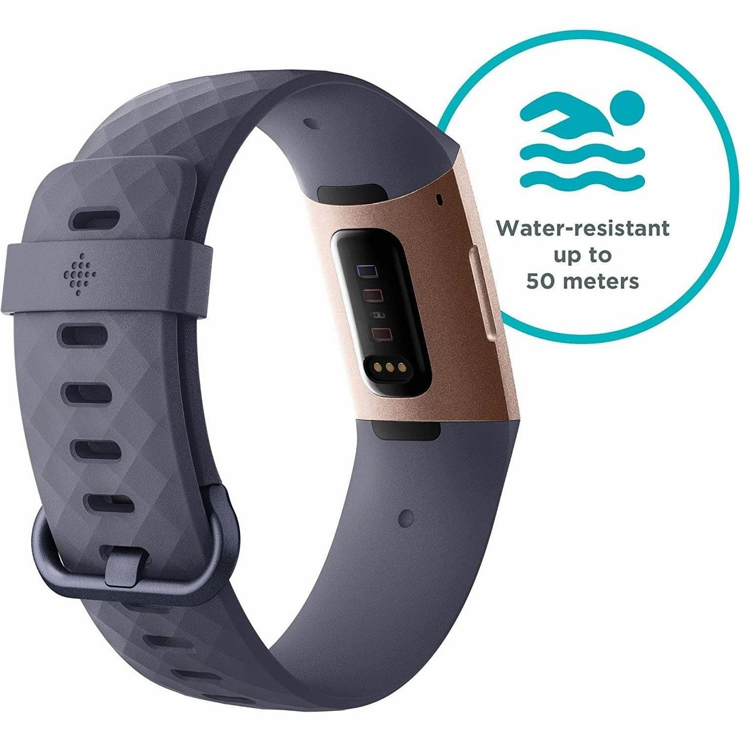 Fitbit Charge 3 Advanced Fitness Tracker with Heart Rate, Swim Tracking & 7 Day Battery - Rose-Gold/Grey, One Size
