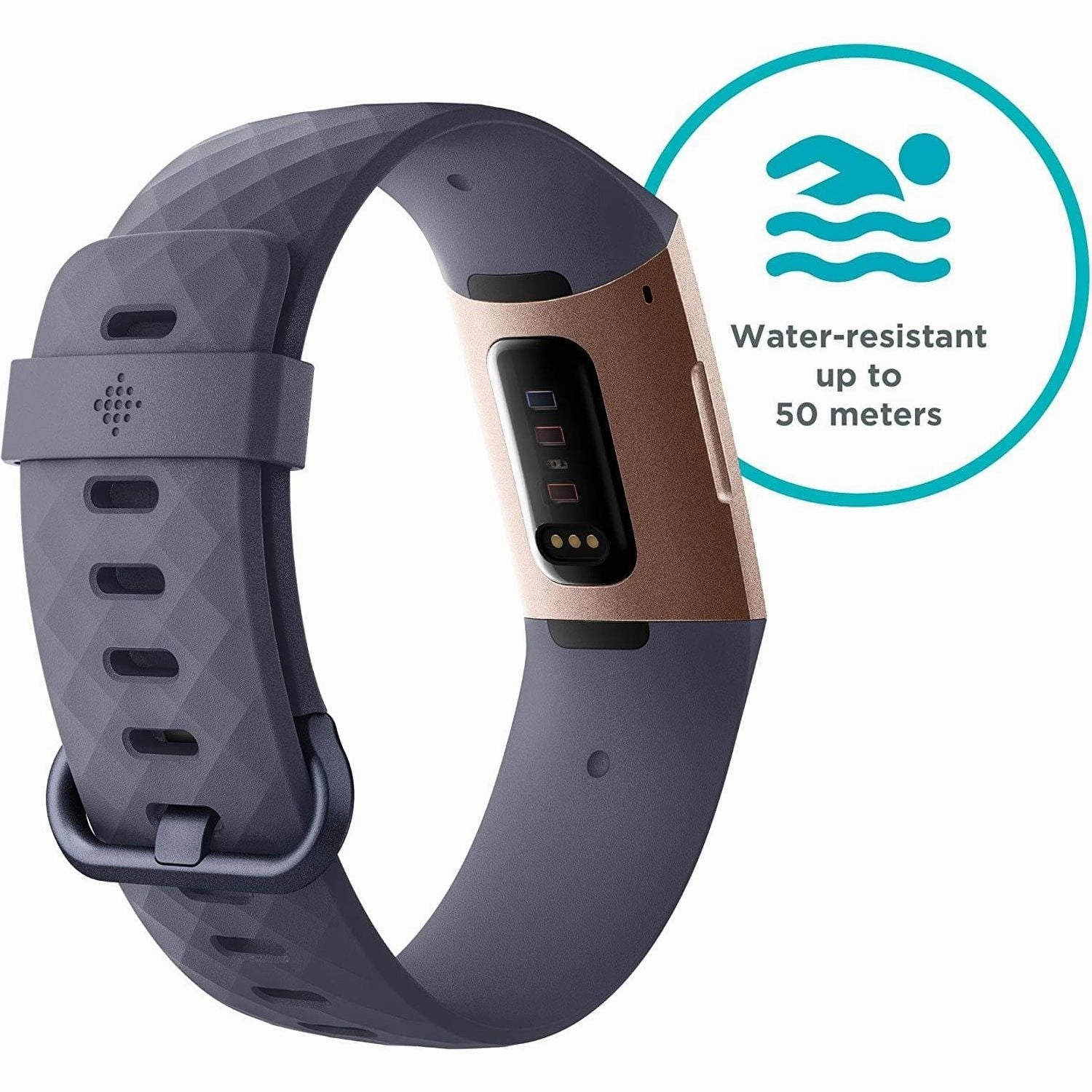 Fitbit Charge 3 Advanced Fitness Tracker with Heart Rate, Swim Tracking & 7 Day Battery - Rose-Gold/Grey, One Size