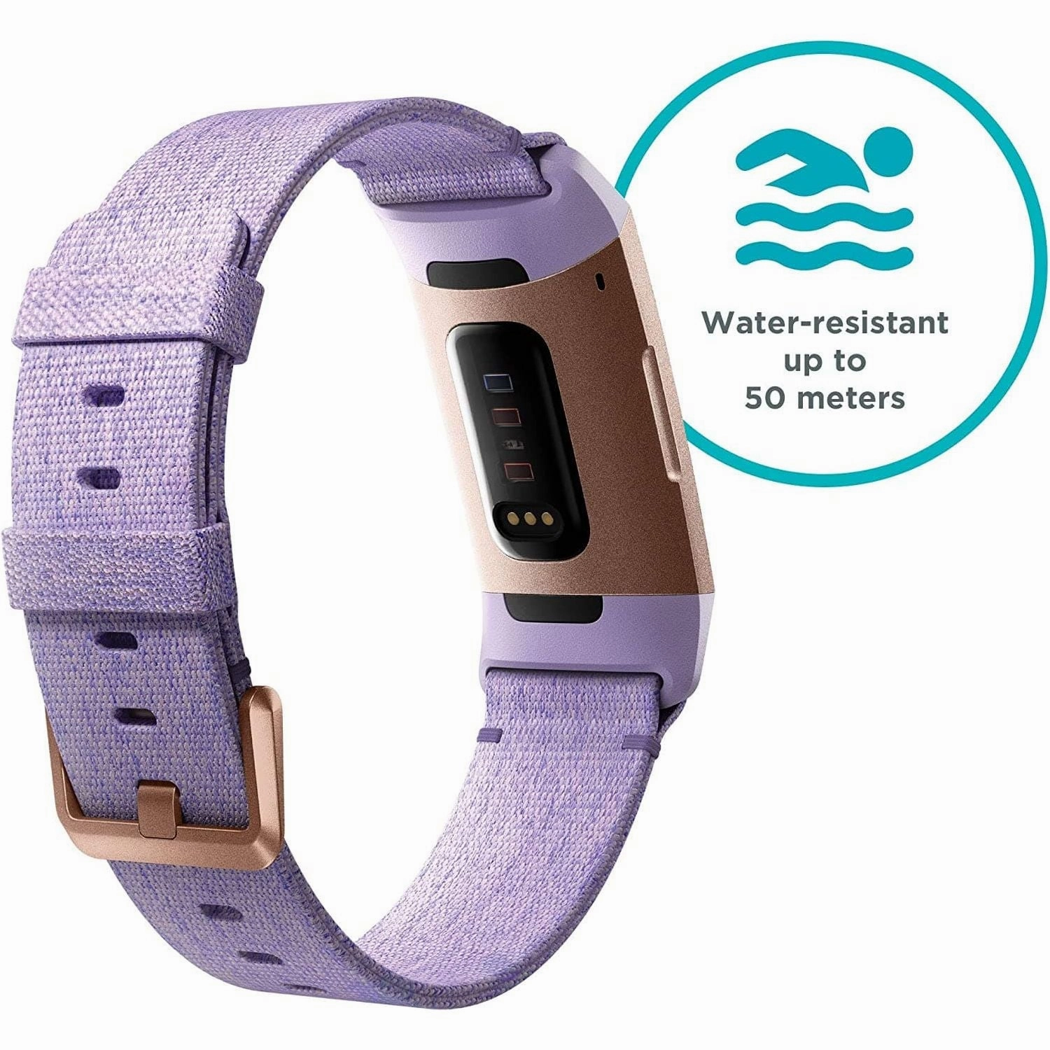 Fitbit Charge 3 NFC Special Edition Advanced Fitness Tracker with Heart Rate, Swim Tracking & 7 Day Battery - Rose-Gold/Lavender, One Size
