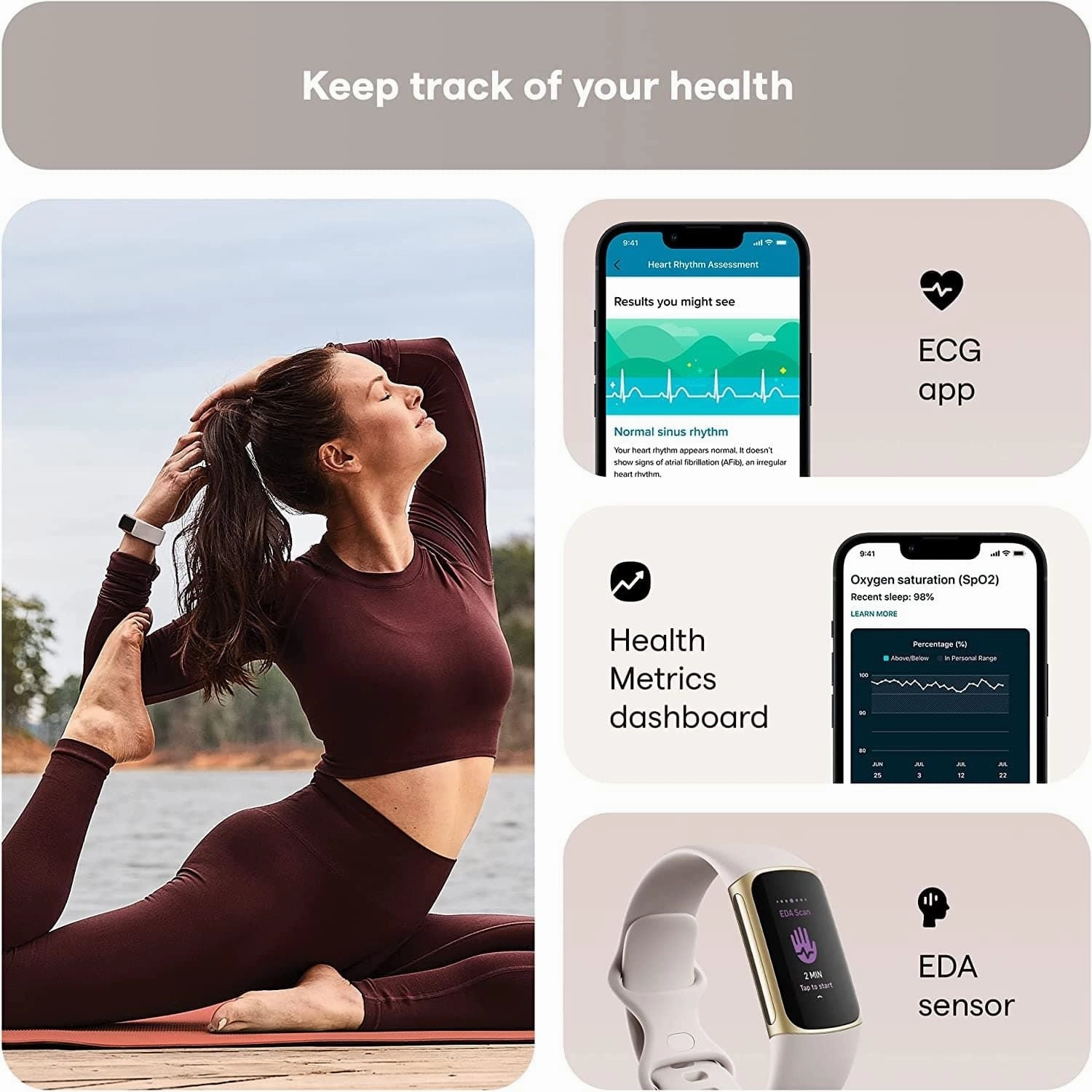 Fitbit Charge 5 Fitness Tracker - Gold / White