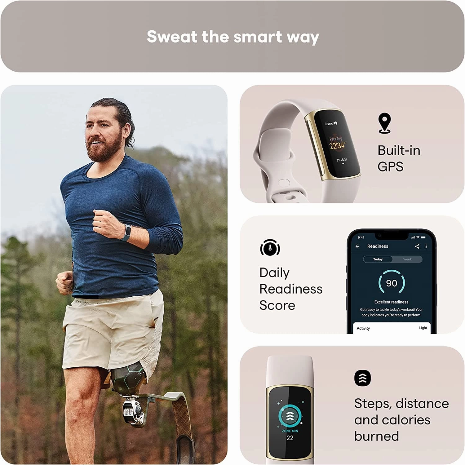 Fitbit Charge 5 Fitness Tracker - Gold / White