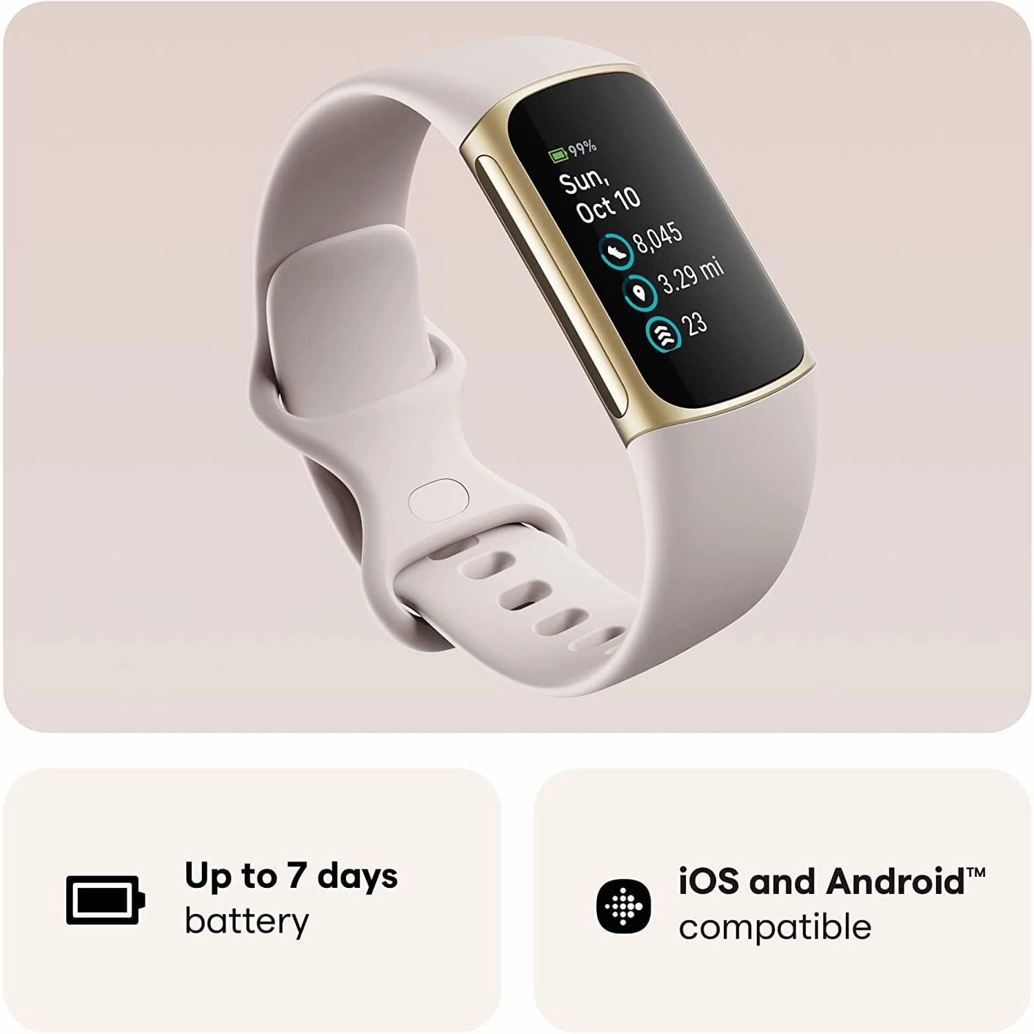 Fitbit Charge 5 Fitness Tracker - Gold / White