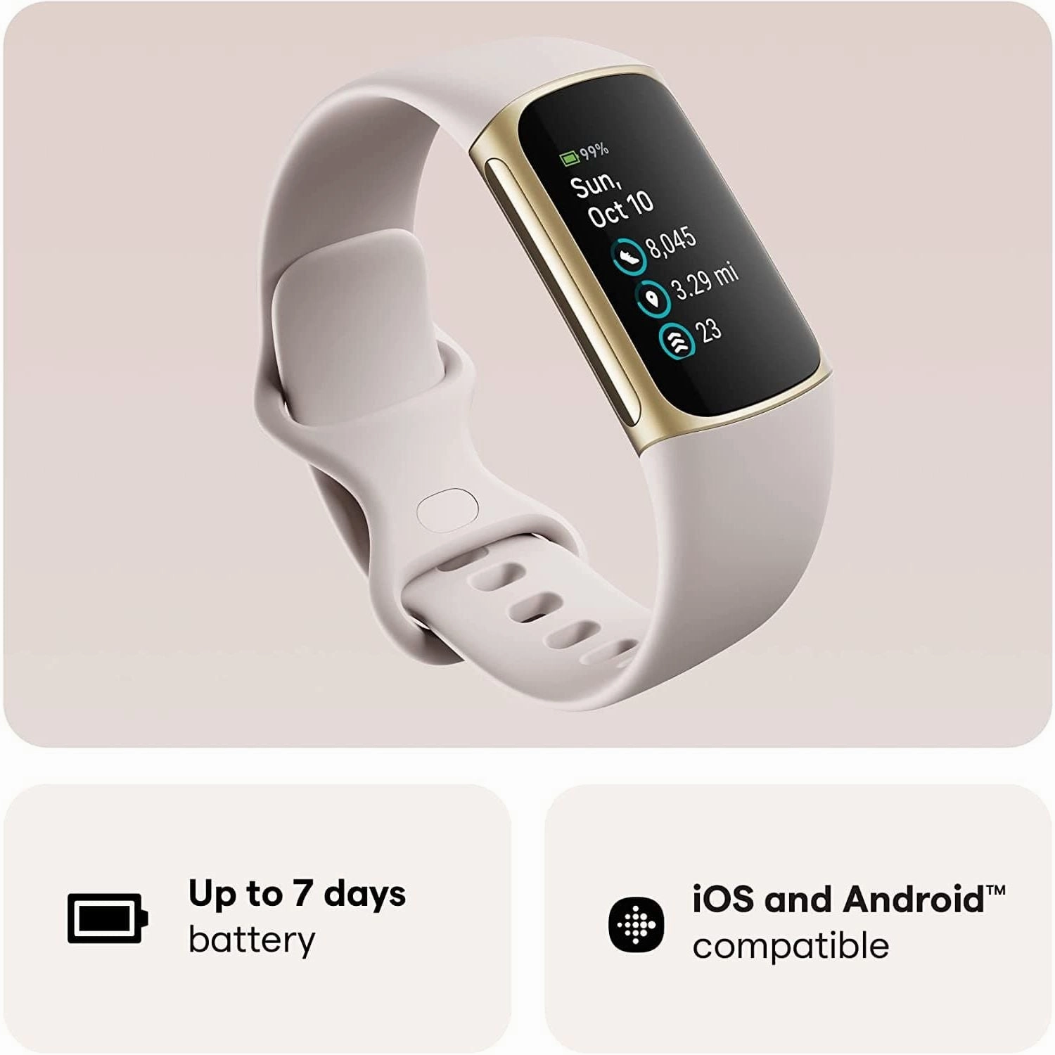 Fitbit Charge 5 Fitness Tracker - Gold / White