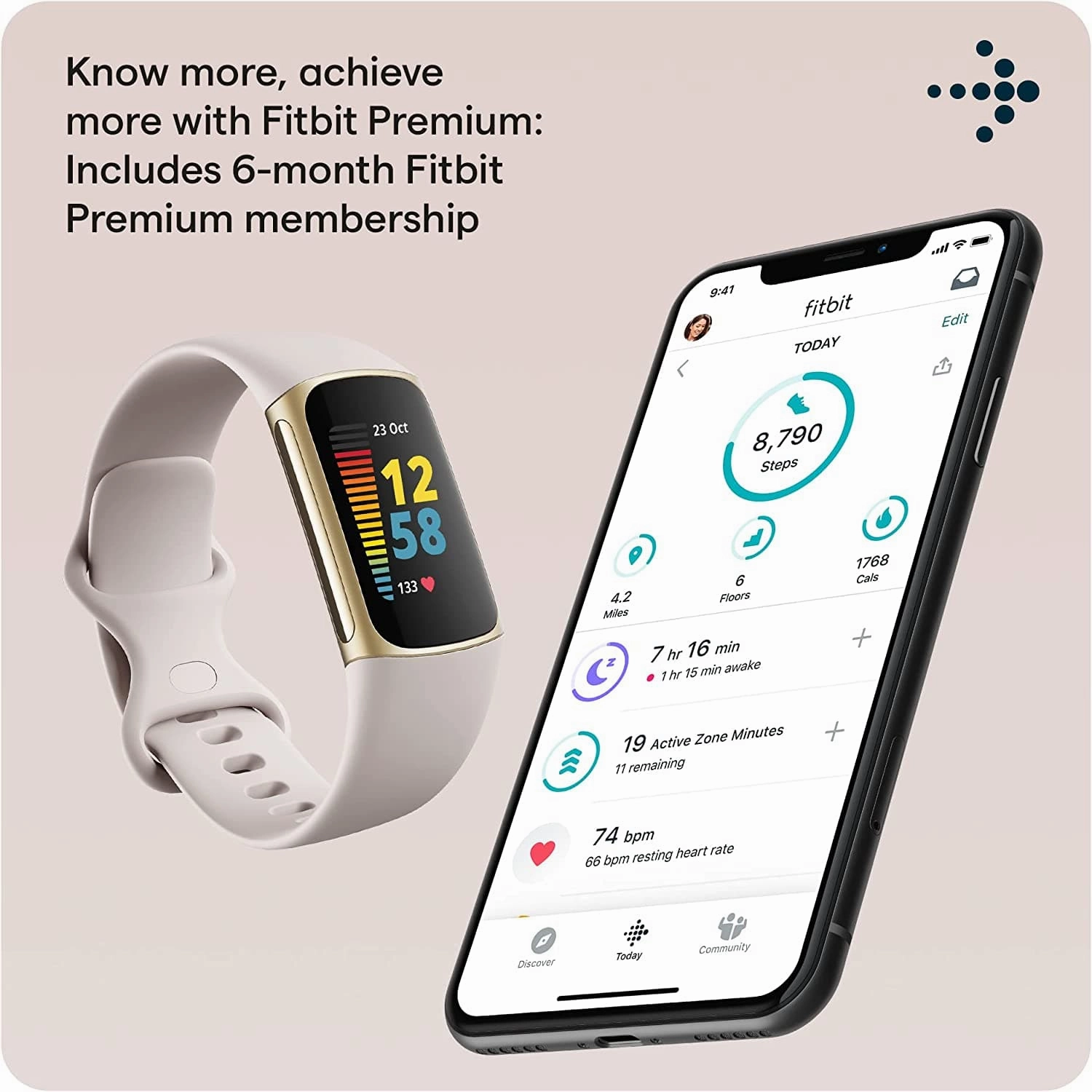 Fitbit Charge 5 Fitness Tracker - Gold / White