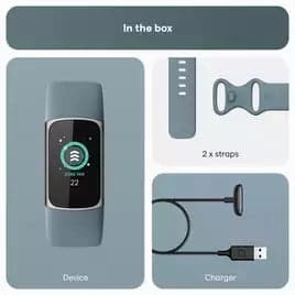 Fitbit Charge 5 Fitness Tracker - Platinum / Blue -  Advanced Health Tracker with GPS, Stress & Readiness Scores, Vibrant Display & 7-Day Battery.