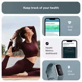 Fitbit Charge 5 Fitness Tracker - Platinum / Blue -  Advanced Health Tracker with GPS, Stress & Readiness Scores, Vibrant Display & 7-Day Battery.