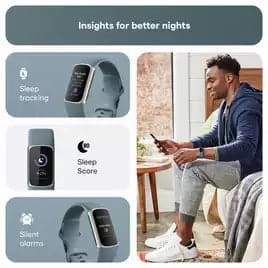 Fitbit Charge 5 Fitness Tracker - Platinum / Blue -  Advanced Health Tracker with GPS, Stress & Readiness Scores, Vibrant Display & 7-Day Battery.