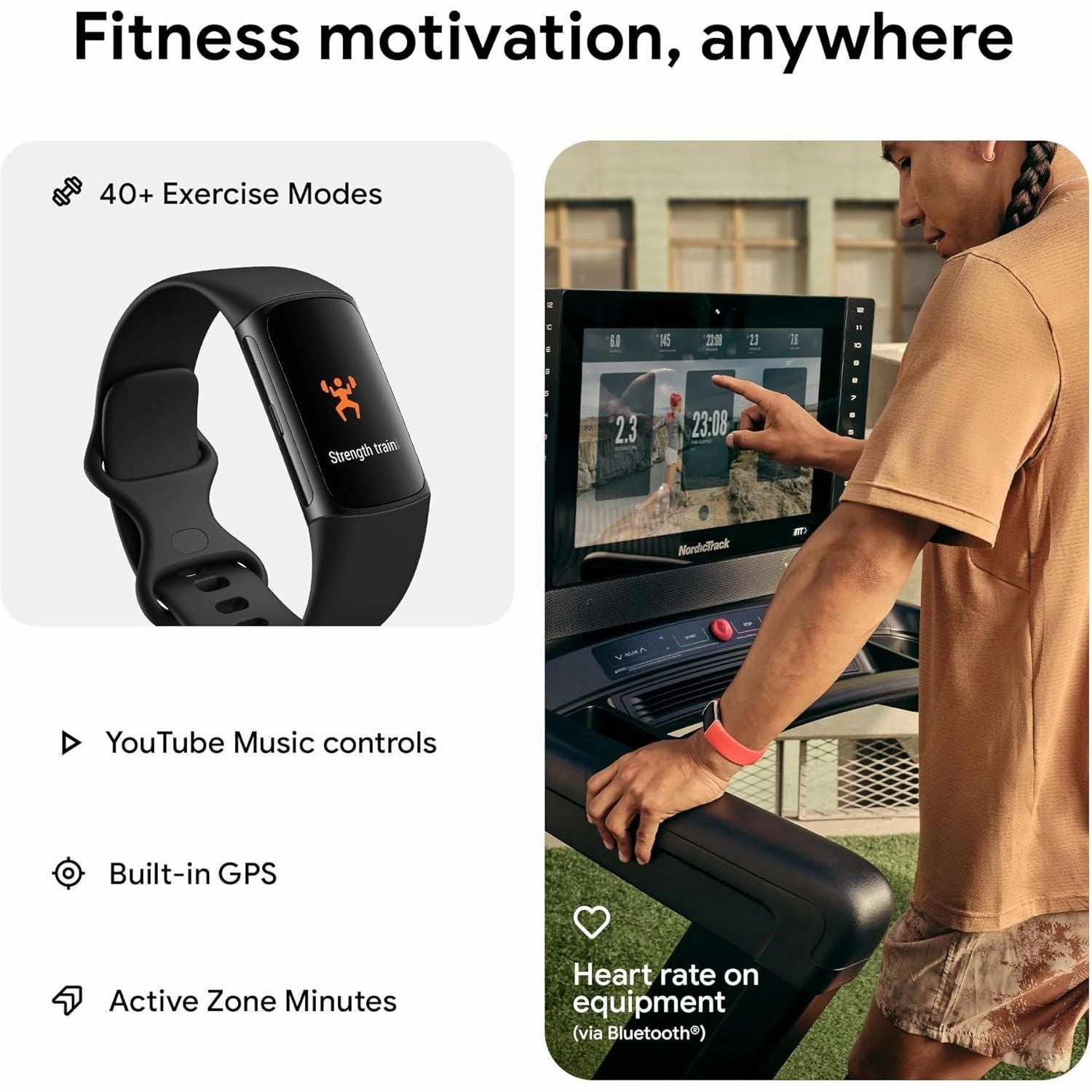 Fitbit Google Charge 6 Activity Tracker with 6-months Premium Membership Included, 7 days battery life and Google Wallet and Google Maps