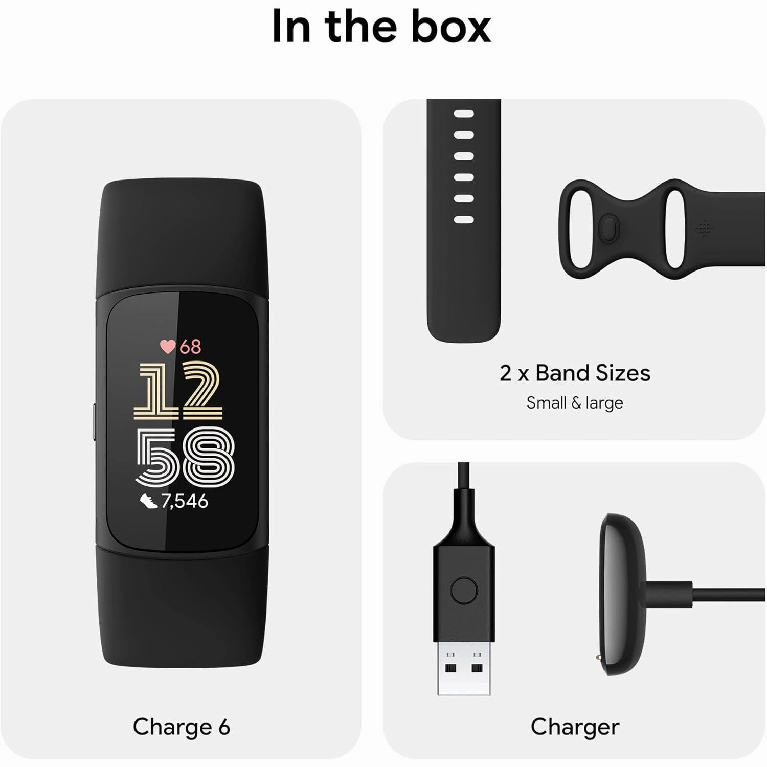 Fitbit Google Charge 6 Activity Tracker with 6-months Premium Membership Included, 7 days battery life and Google Wallet and Google Maps