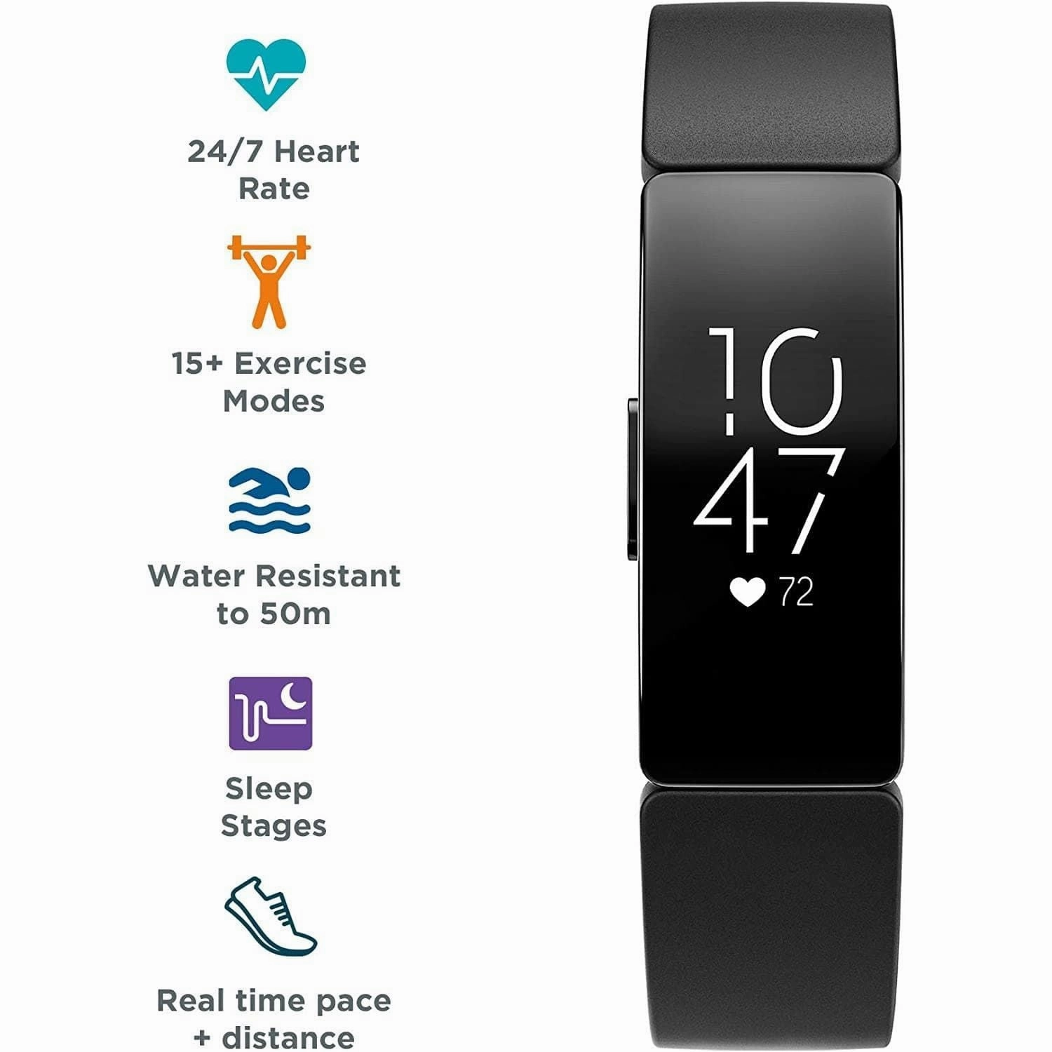 Fitbit Inspire HR Health & Fitness Tracker with Auto-Exercise Recognition, 5 Day Battery, Sleep & Swim Tracking, Black