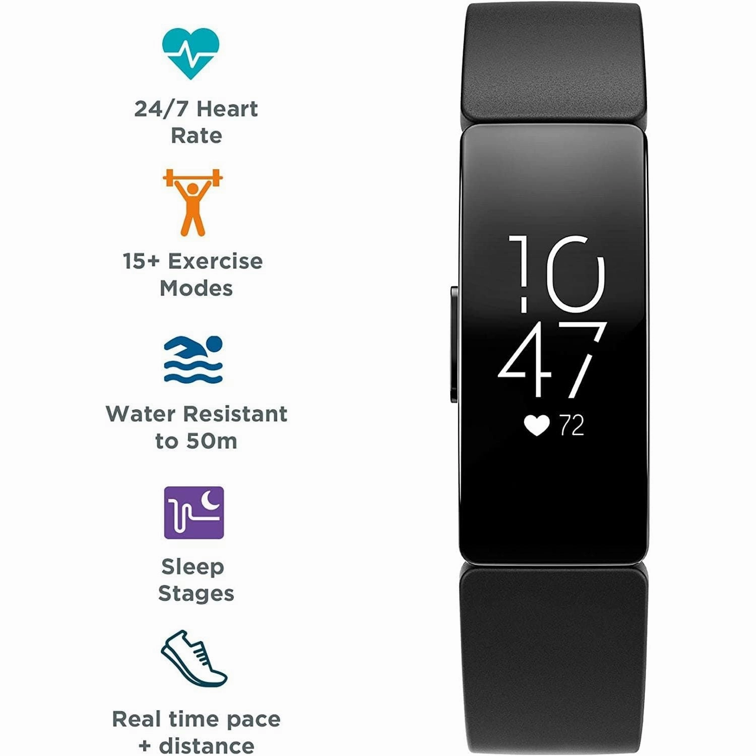 Fitbit Inspire HR Health & Fitness Tracker with Auto-Exercise Recognition, 5 Day Battery, Sleep & Swim Tracking, Black