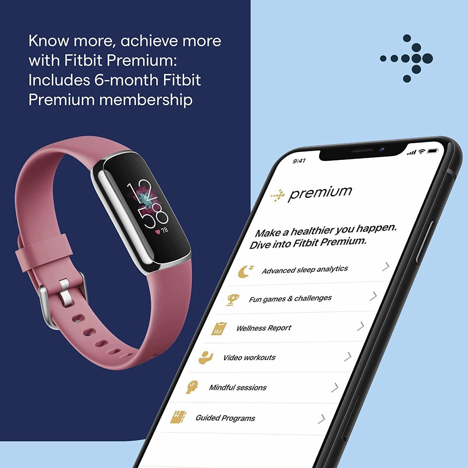 Fitbit Luxe Health & Fitness Tracker, Stress Management Tools and up to 5 Days Battery