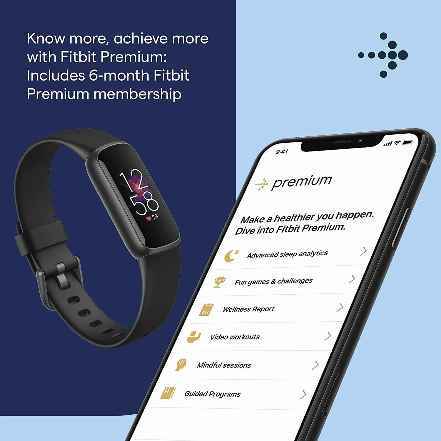 Fitbit Luxe Health & Fitness Tracker with 6-Month Fitbit Premium Membership Included, Stress Management Tools and up to 5 Days Battery
