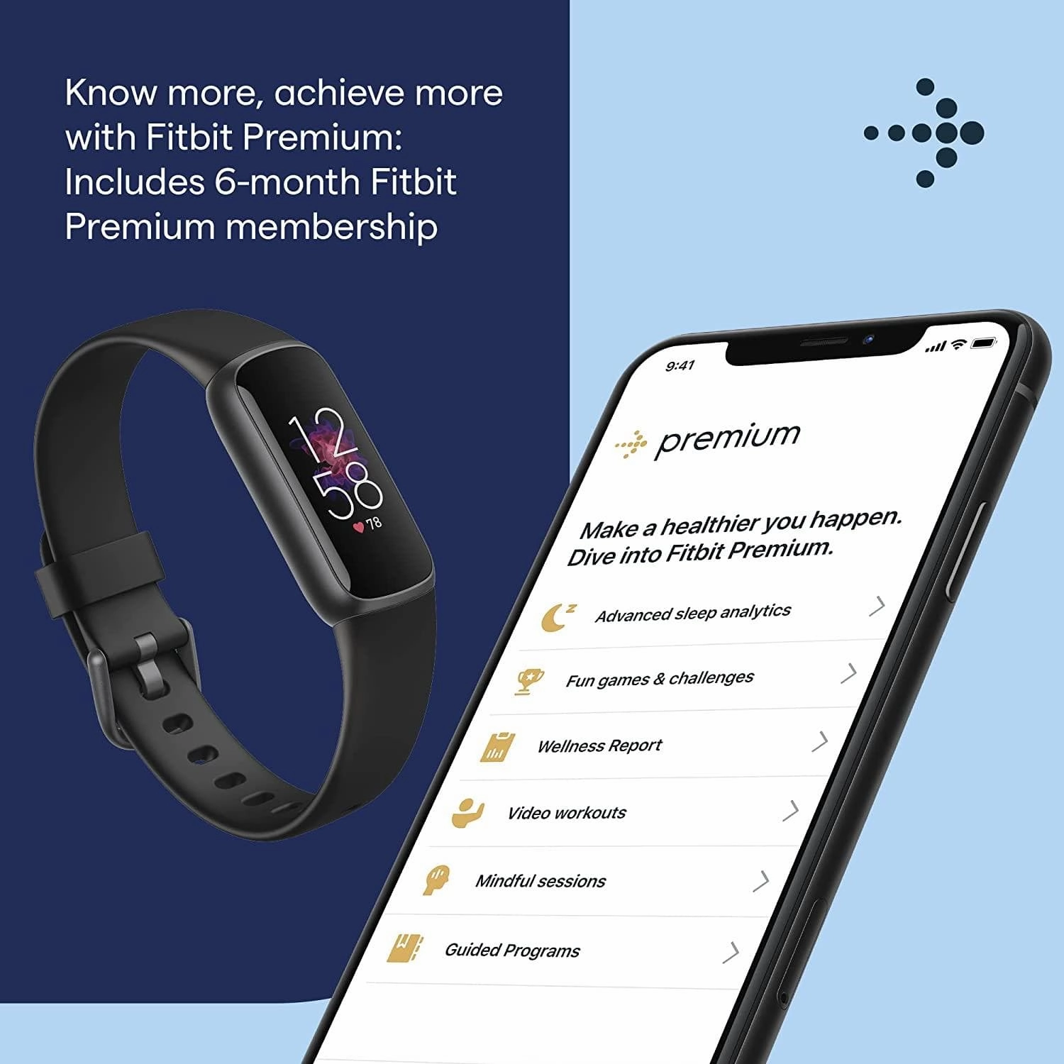 Fitbit Luxe Health & Fitness Tracker with 6-Month Fitbit Premium Membership Included, Stress Management Tools and up to 5 Days Battery