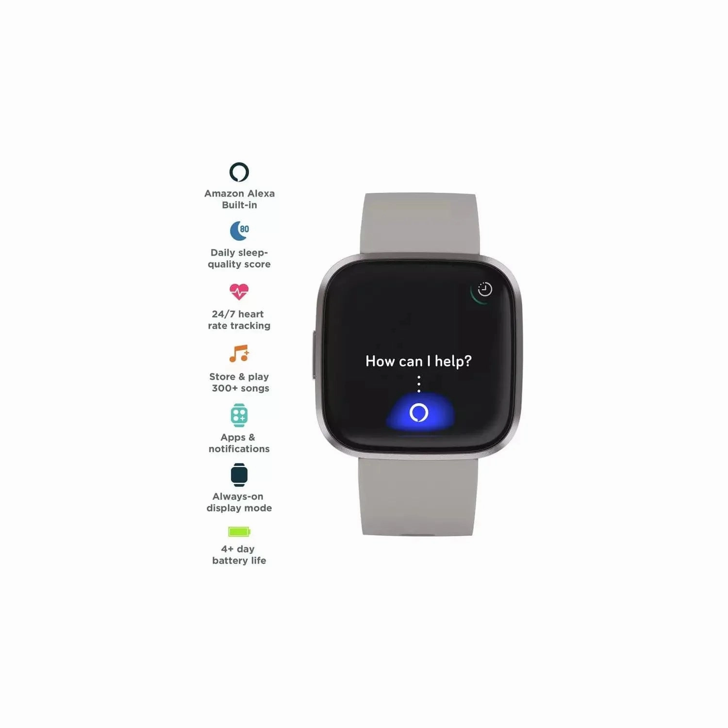 Fitbit Versa 2 Smart Watch - Grey Alu / Stone Band