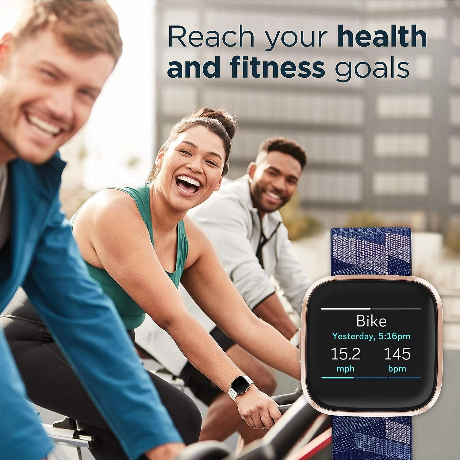 Fitbit Versa 2 Special Edition Health and Fitness Smart Watch with Heart Rate, Music, Alexa Built-In, Sleep and Swim Tracking, Navy and Pink Woven/Copper Rose, One Size (S and L Bands Included)