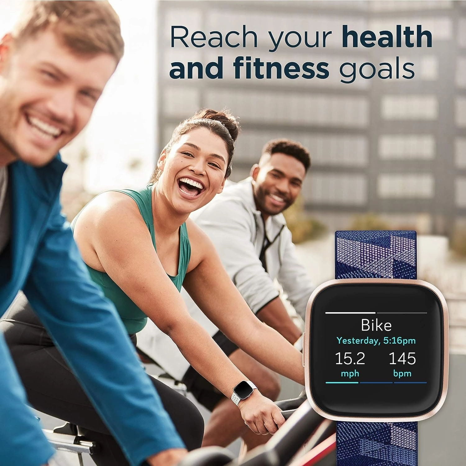 Fitbit Versa 2 Special Edition Health and Fitness Smart Watch with Heart Rate, Music, Alexa Built-In, Sleep and Swim Tracking, Navy and Pink Woven/Copper Rose, One Size (S and L Bands Included)