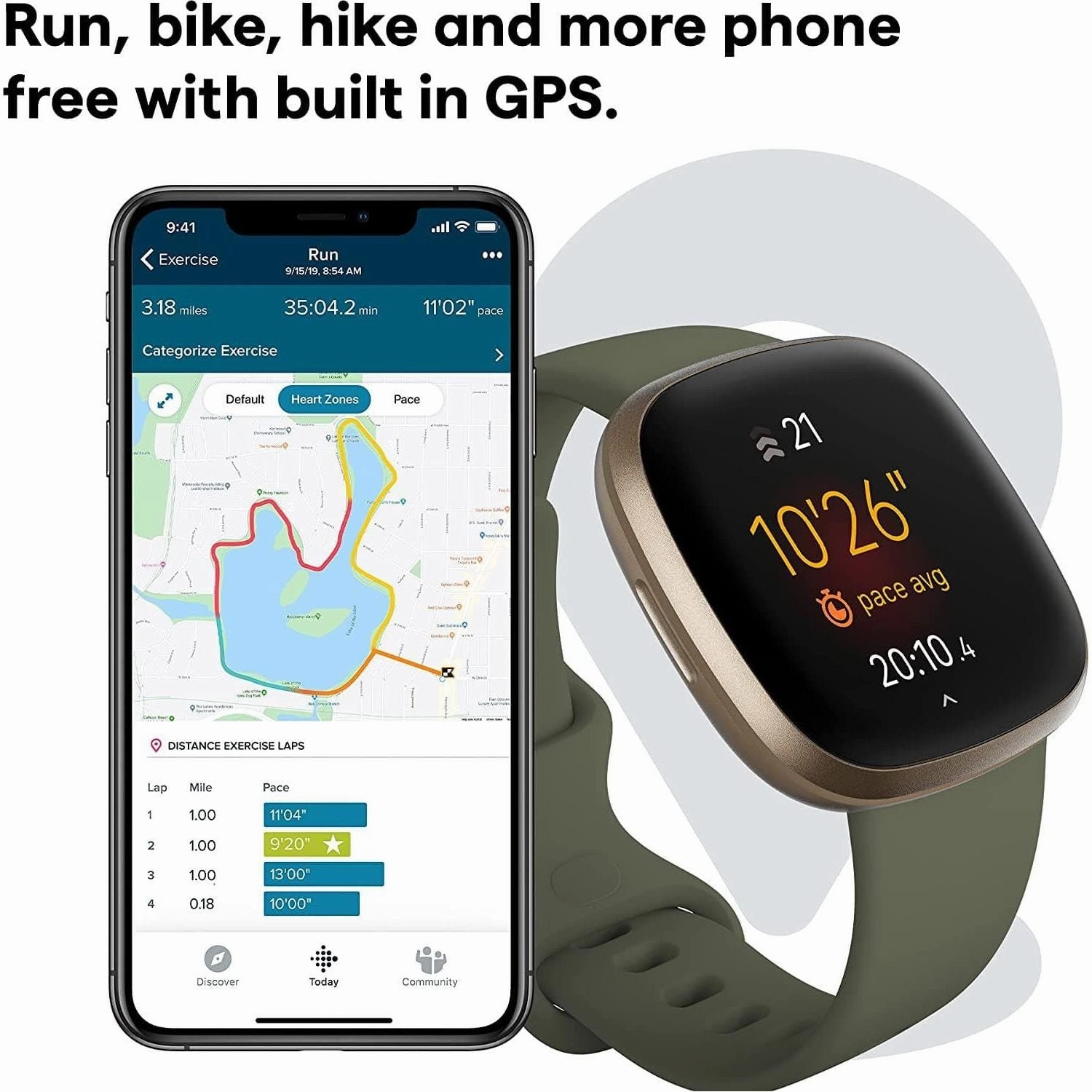 Fitbit Versa 3 - Soft Gold Aluminium/Olive