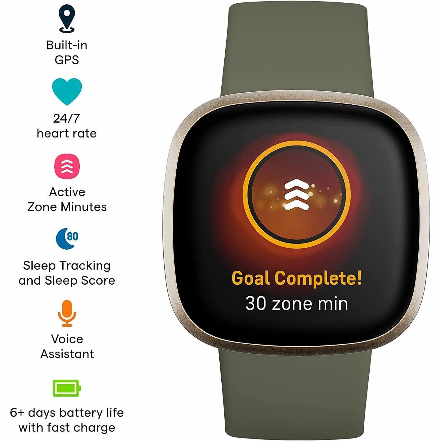 Fitbit Versa 3 - Soft Gold Aluminium/Olive