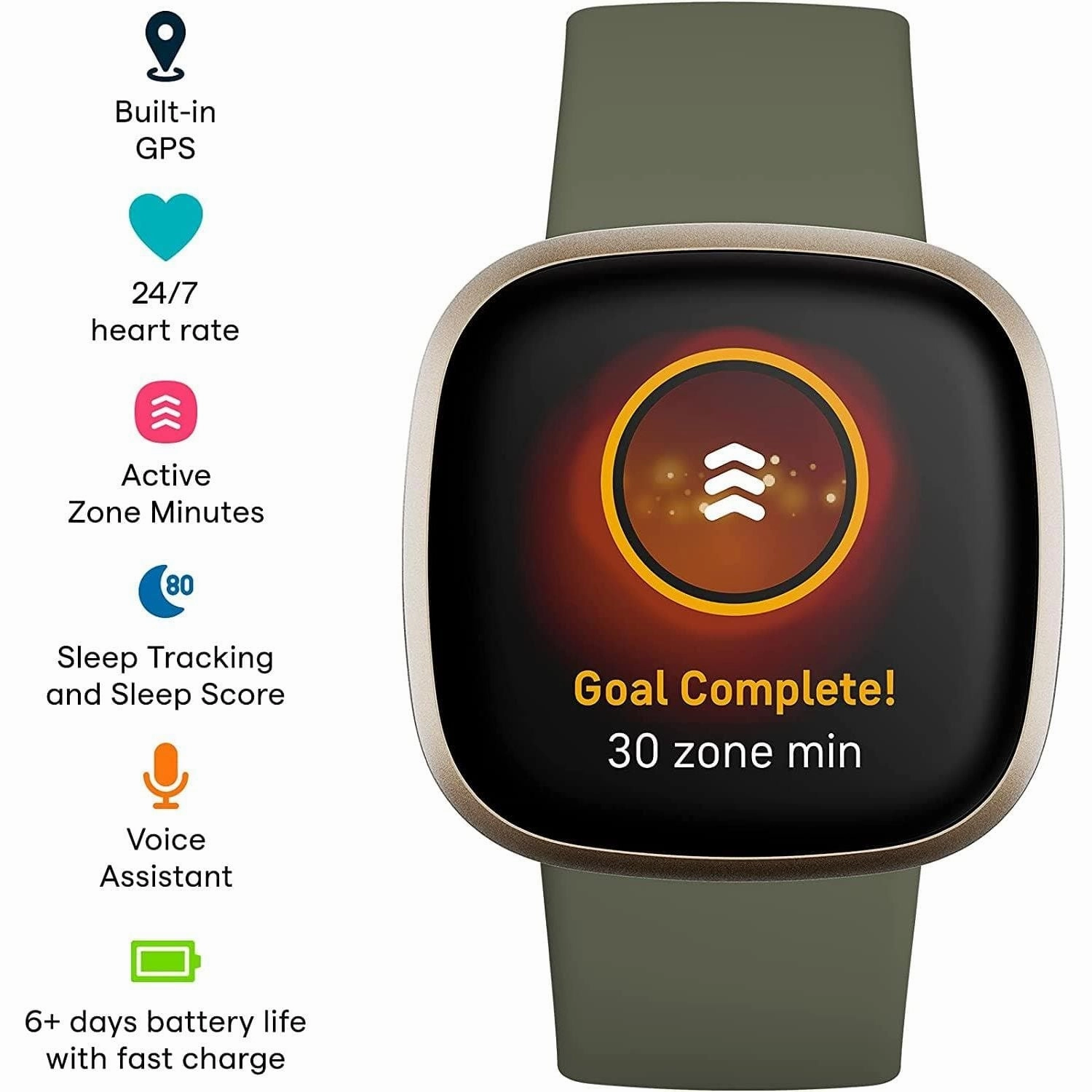 Fitbit Versa 3 - Soft Gold Aluminium/Olive