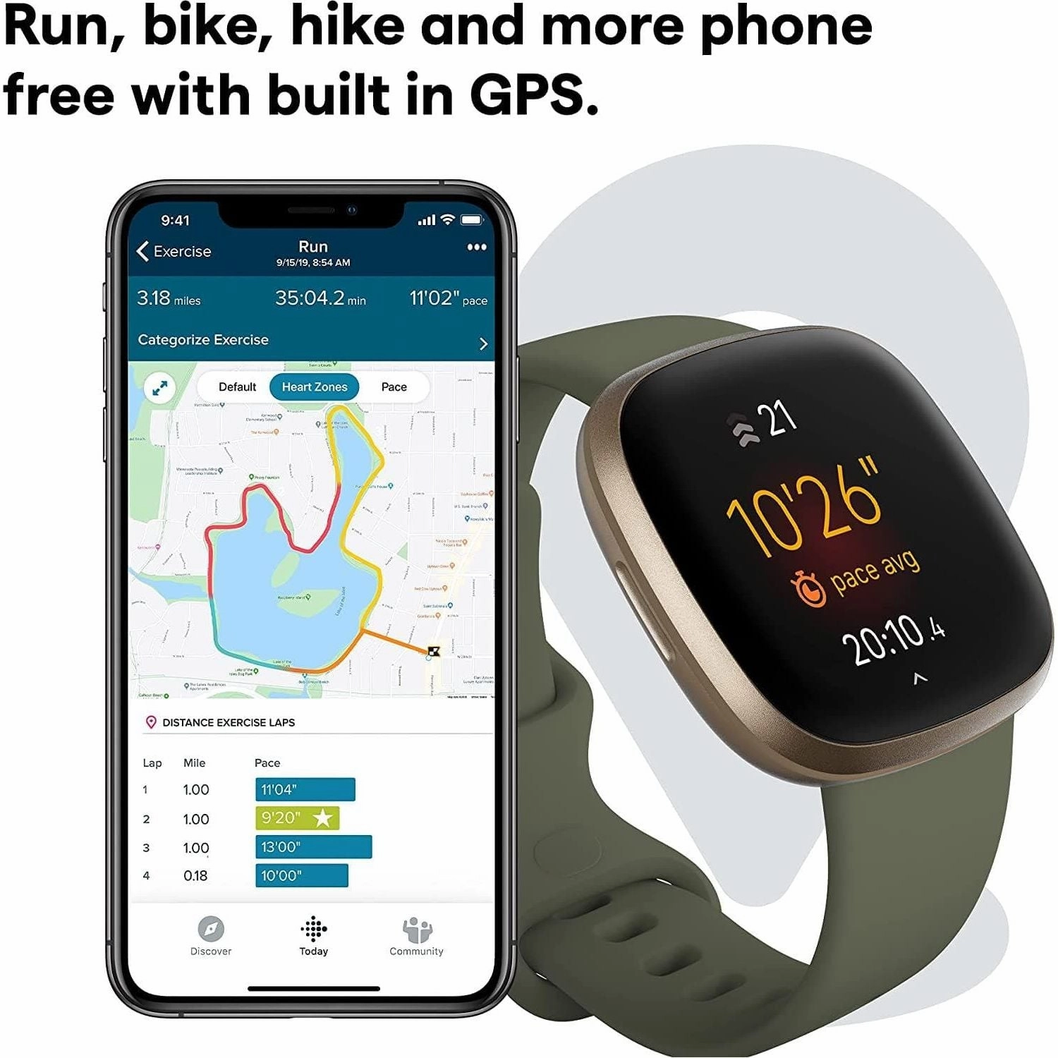Fitbit Versa 3 - Soft Gold Aluminium/Olive