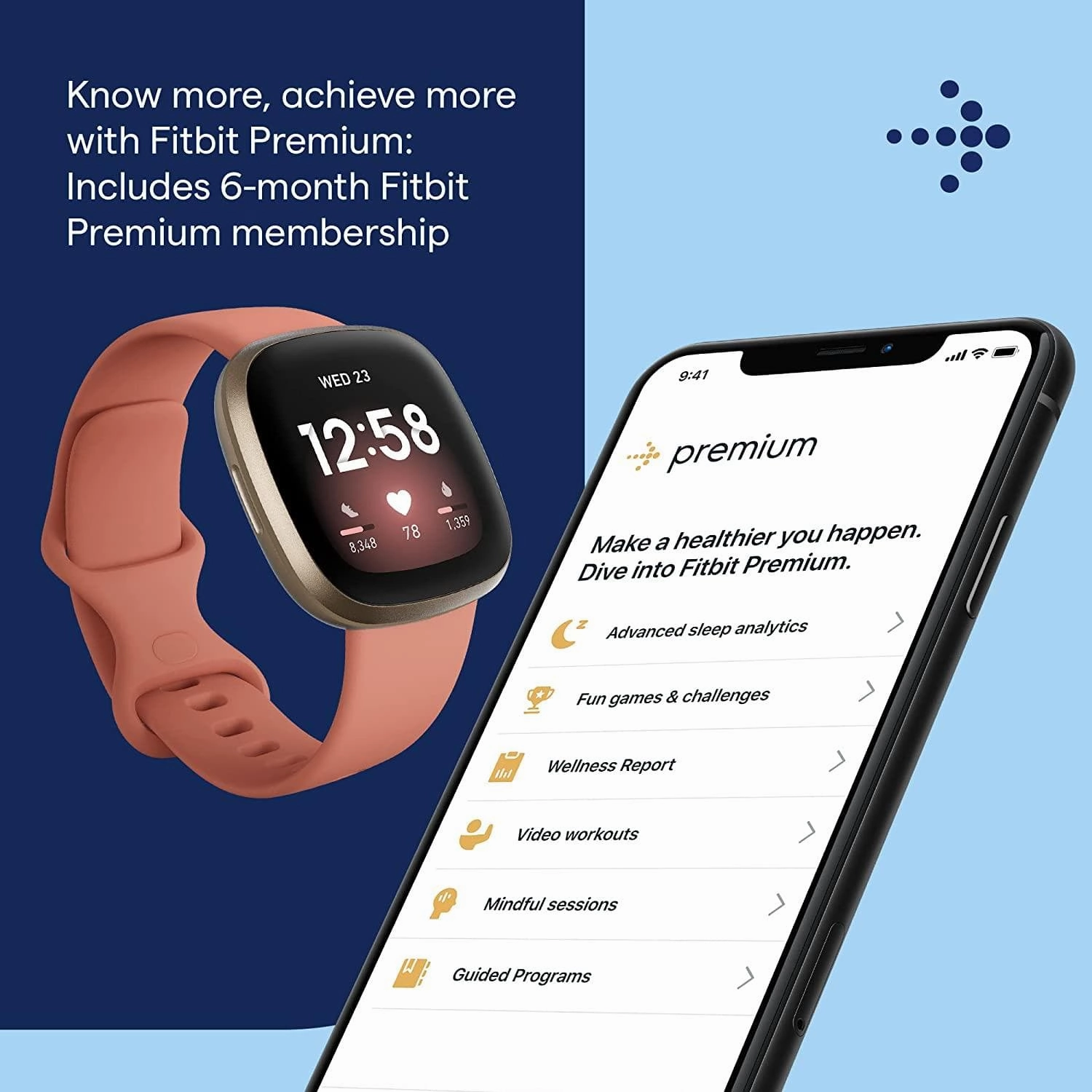 Fitbit Versa 3 Smart Watch - Pink Clay