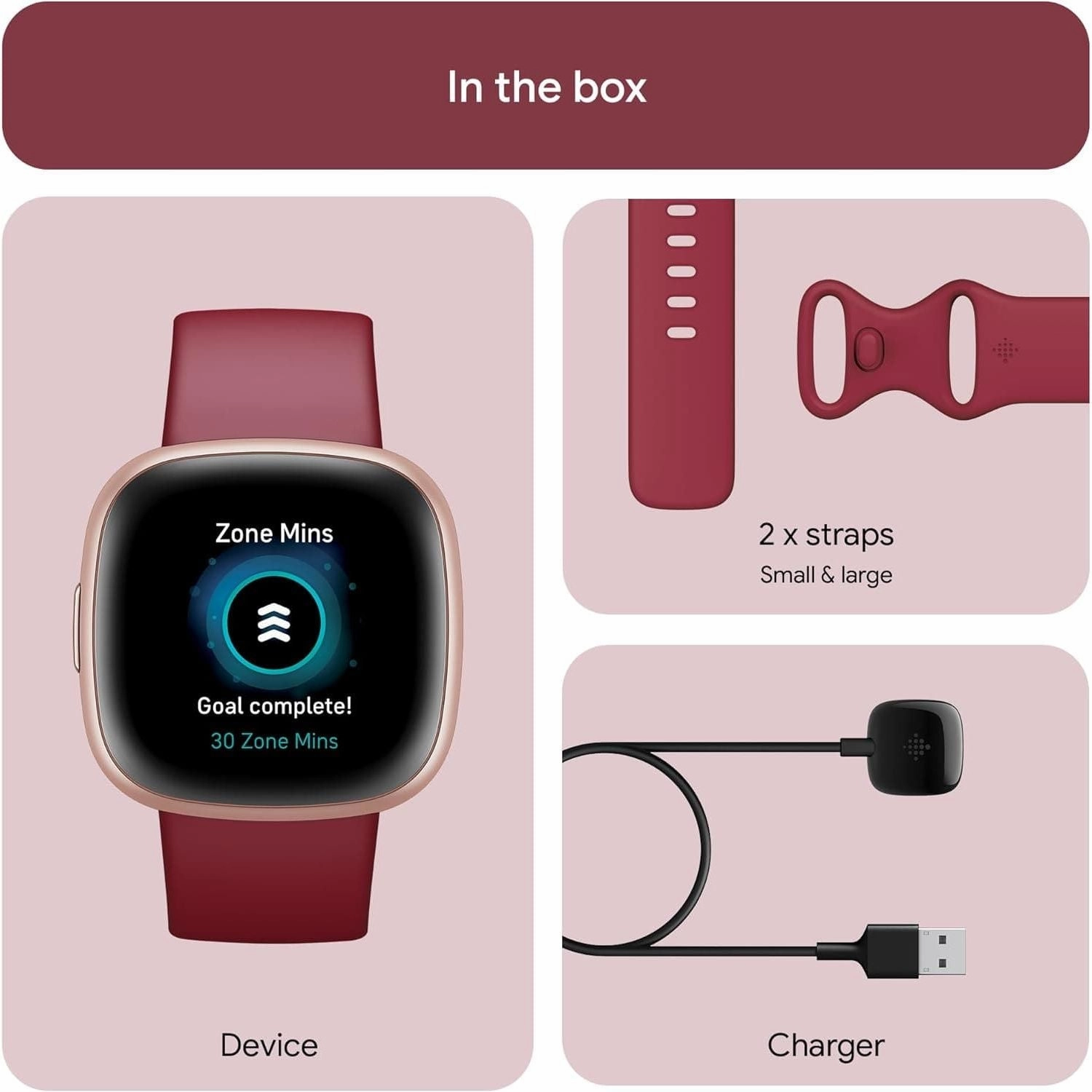 Fitbit Versa 4 Fitness Smartwatch with built-in GPS and up to 6 days battery life - compatible with Android and iOS.