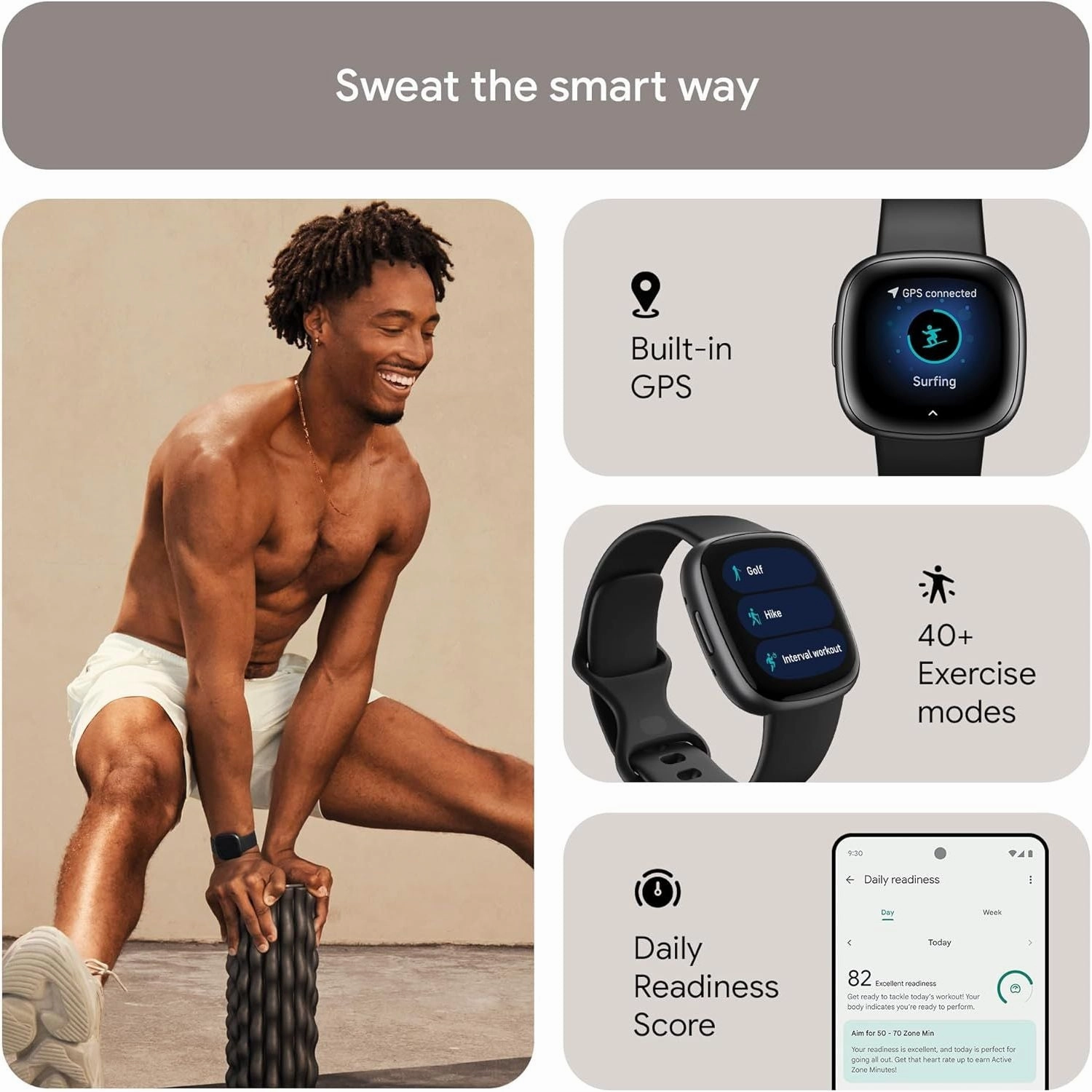 Fitbit Versa 4 Smart Watch - Black/Graphite