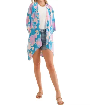 Floral Kimono In Blue