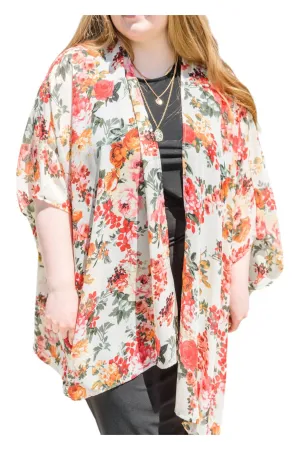Flowers By The Lake Kimono In Red