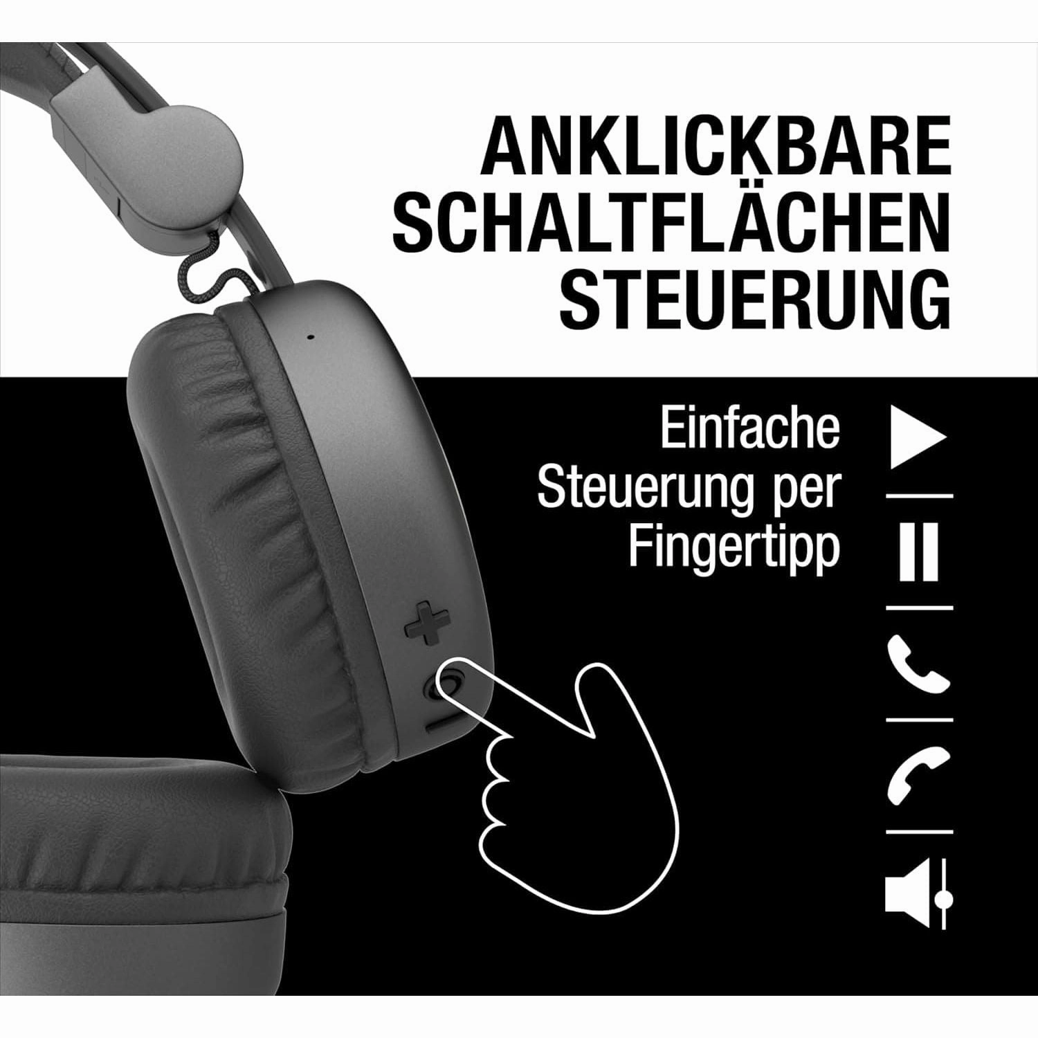 Fresh 'n Rebel Code Core Bluetooth Headphones - On-Ear, Wireless, 30 Hours Playtime, Microphone, Voice Assistant, Volume Control, Play/Pause Buttons, Foldable, Storm Grey