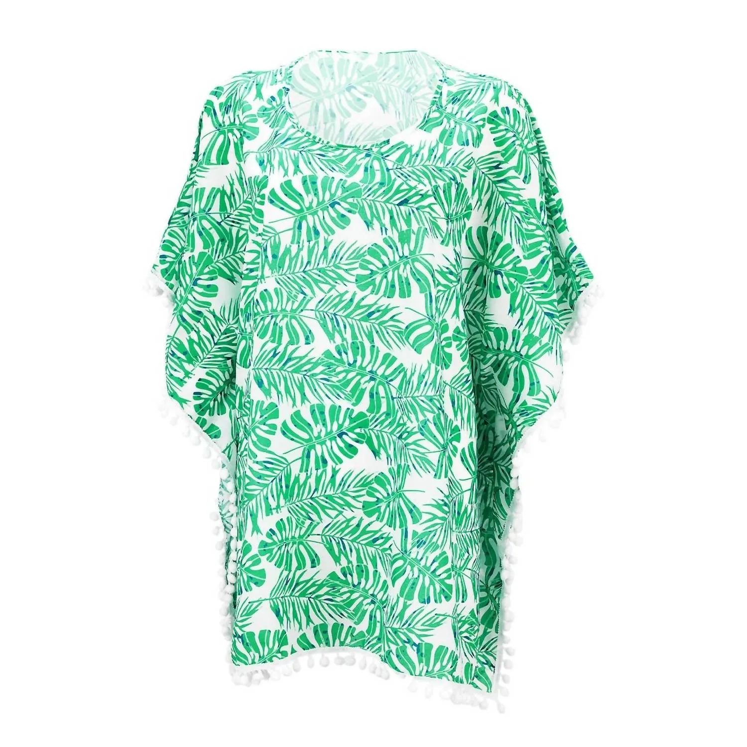 Frond Of Mine Tropical Pom Pom Cover Up In Green