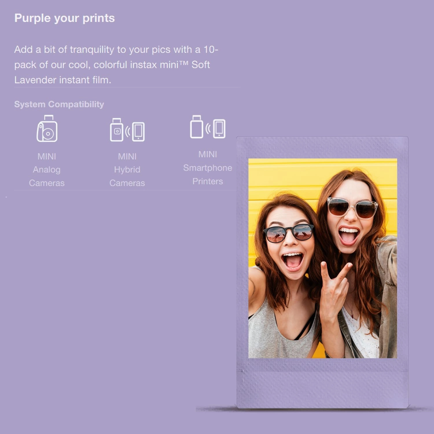 Fujifilm instax mini Instant Film  Soft Lavender, 10 Shot Pack