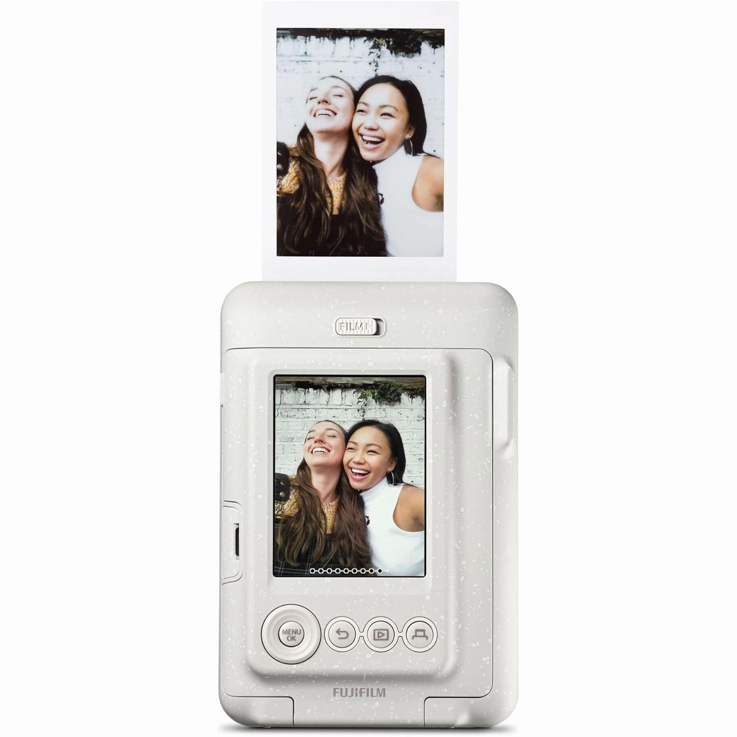 Fujifilm INSTAX Mini LiPlay Hybrid Instant Camera  2.7" LCD, MicroSD Slot, USB-C Charging  Misty White (Film Sold Separately)