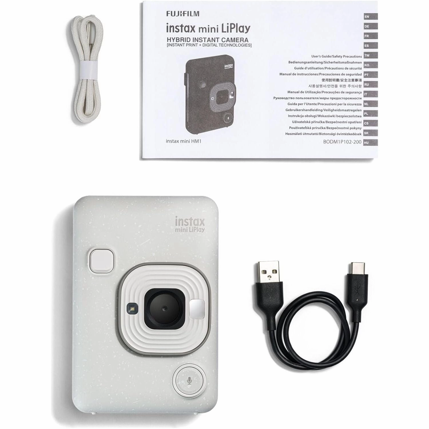 Fujifilm INSTAX Mini LiPlay Hybrid Instant Camera  2.7" LCD, MicroSD Slot, USB-C Charging  Misty White (Film Sold Separately)