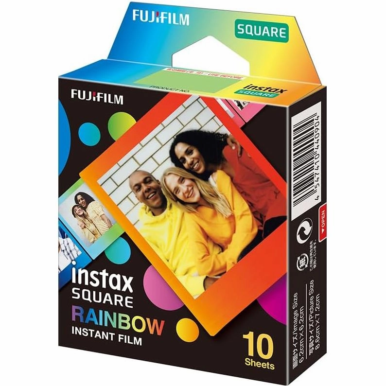 Fujifilm instax SQUARE Instant Film ?C Rainbow Border, 10 Shot Pack