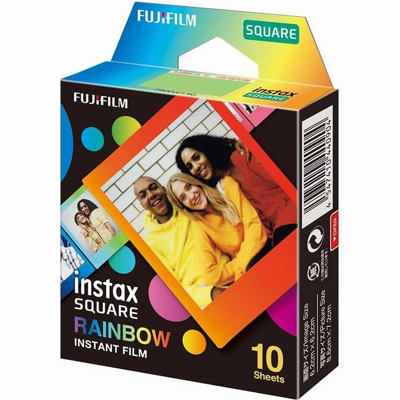 Fujifilm instax SQUARE Instant Film  Rainbow Border, 10 Shot Pack