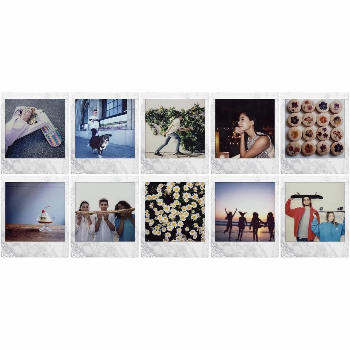 Fujifilm instax SQUARE Instant Film  White Marble Border, 10 Shot Pack