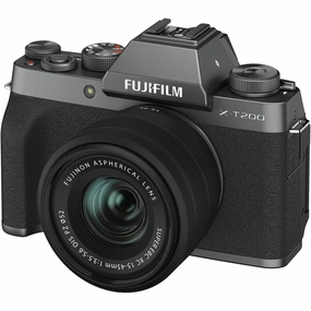 Fujifilm X-T200 Mirrorless Camera  XC 15-45mm Lens, Dark Silver camera and photography, photography gear, professional camera kits
