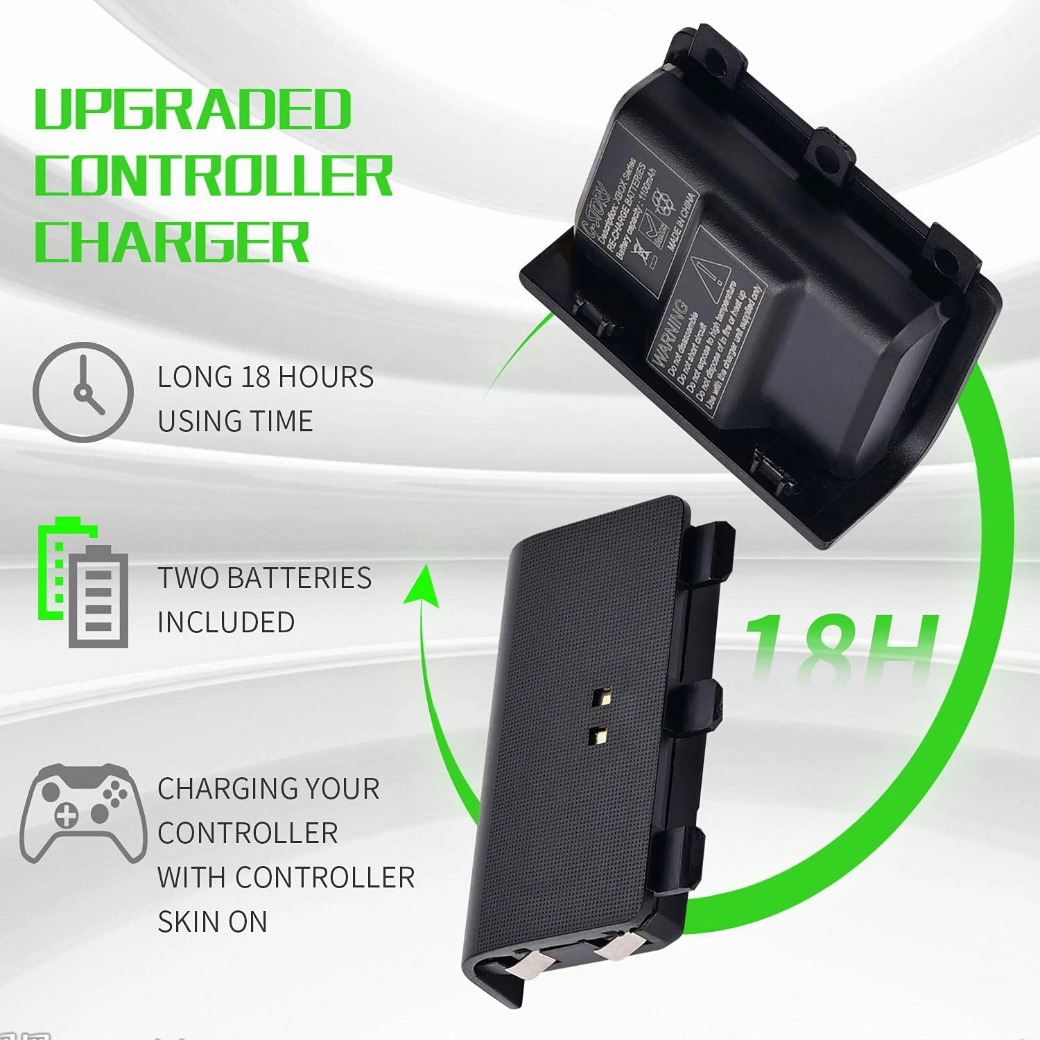 G-STORY Controller Charger for Xbox Series X/S, Xbox Controller Charging Dock Station with 1.5m Charging Cable & 2 * 1100 mAh Rechargeable Batteries
